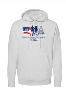 white long sleeve DC Road Runners National Capital 20 Miler hoodie
